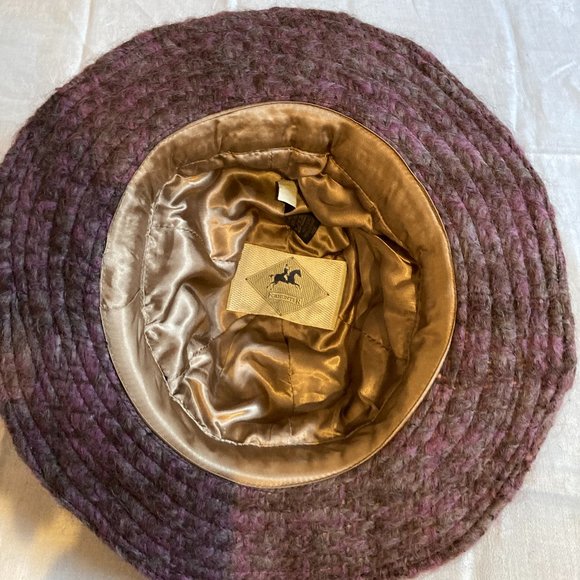 Vtg FOXHUNTER Ladies Purple Wool Brim HAT Ireland - Picture 3 of 9